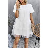 Solid Lace Hem Ruffle Lined Dress | Dress - Women's | 523, above the knee, Dress | Elings