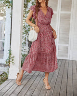 Printed V Neck Maxi Dress | Dress - Women's | 2023, Dress, maxi dress, New Arrivals | Elings