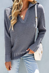 Solid V Neck Raglan Shoulder Knit Sweater | Pullover Sweater - Women's | 2024, sale draft | Elings