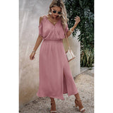 Knot Shoulder Open Sleeve Self Belt Solid Fit Dress | Dress - Women's | Dress, maxi dress | Elings