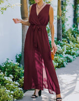 Elegant V-Neck Belted Maxi Dress | Dress - Women's | 2024, Clearance, Dress, maxi dress | Elings