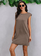 Sleek Comfort Shoulder Pad Sleeveless Dress