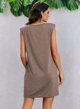 Sleek Comfort Shoulder Pad Sleeveless Dress