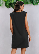 Sleek Comfort Shoulder Pad Sleeveless Dress