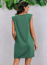 Sleek Comfort Shoulder Pad Sleeveless Dress