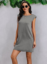 Sleek Comfort Shoulder Pad Sleeveless Dress