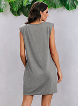 Sleek Comfort Shoulder Pad Sleeveless Dress