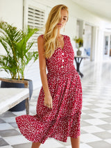 Floral Ruffle V-Neck Midi Dress