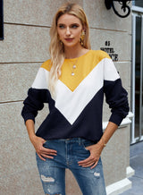 Color Block Comfort Crew Neck Long Sleeve Shirt