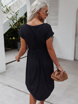 Black Ruffle Midi Dress