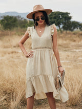 Elegant Lace Hollow Out Midi Dress