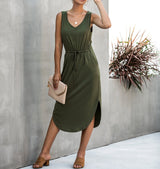 Vibrant V-Neck Sleeveless Dress | Dress - Women's | 2023, Dress, midi dress, New Arrivals | Elings