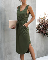 Vibrant V-Neck Sleeveless Dress