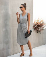 Vibrant V-Neck Sleeveless Dress