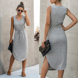 Vibrant V-Neck Sleeveless Dress