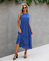 Ethereal Ruffle Swing Chiffon Dress