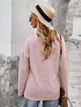 Cozy Chic V Neck Button-Up Sweatshirt