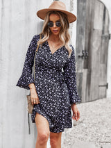 Floral Wrap Boho Dress | Dress - Women's | 2023, above the knee, Dress, New Arrivals | Elings