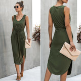 Vibrant V-Neck Sleeveless Dress