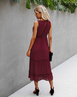 Ethereal Ruffle Swing Chiffon Dress