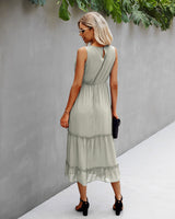 Ethereal Ruffle Swing Chiffon Dress