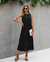 Ethereal Ruffle Swing Chiffon Dress