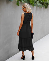 Ethereal Ruffle Swing Chiffon Dress