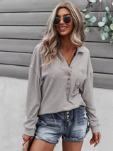 Cozy Chic V Neck Button Sweater