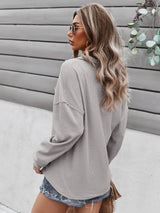 Cozy Chic V Neck Button Sweater