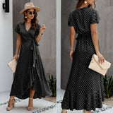 Dotted Hi Lo Maxi Wrap Dress