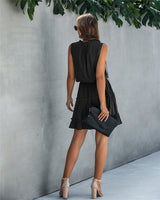 Elegant V-Neck Ruffle Trim Short Dress