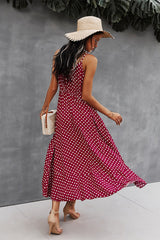 Polka Dot V-Neck Midi Dress