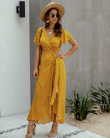 Dotted Hi Lo Maxi Wrap Dress