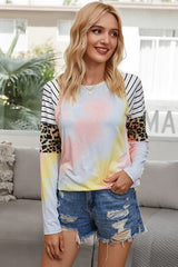 Tie Dye Crew Neck Long Sleeve Top