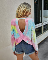 Cozy Chic Tie Dye Backless Sweatshirt