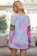 Tie Dye Crew Neck Long Sleeve Top