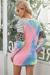 Tie Dye Crew Neck Long Sleeve Top