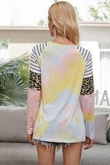 Tie Dye Crew Neck Long Sleeve Top