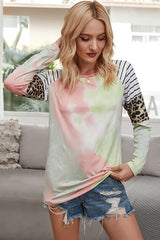 Tie Dye Crew Neck Long Sleeve Top