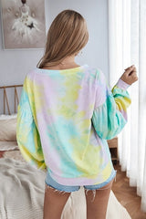 Trendy Tie Dye Puff Sleeve Sweatshirt