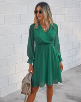 Elegant V Neck Wrap Dress