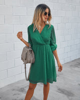 Elegant V Neck Wrap Dress