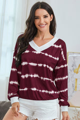 Striped Chic V Neck Sweatshirt