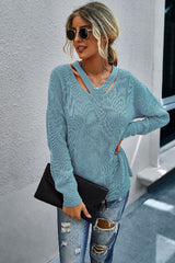 Cozy Chic V Neck Knit Sweater