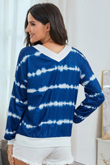 Striped Chic V Neck Sweatshirt