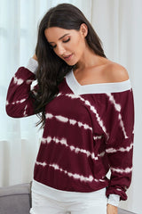 Striped Chic V Neck Sweatshirt