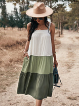 Colorful Ruffle Pocket Midi Dress