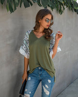 Ruffle Sleeve V Neck Tee Shirt