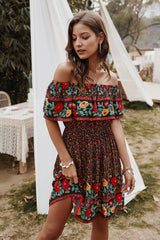 Boho Blossom Off-Shoulder Dress | Dress - Women's | 2024, above the knee, Clearance, Dress | Elings