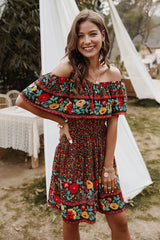 Boho Blossom Off-Shoulder Dress